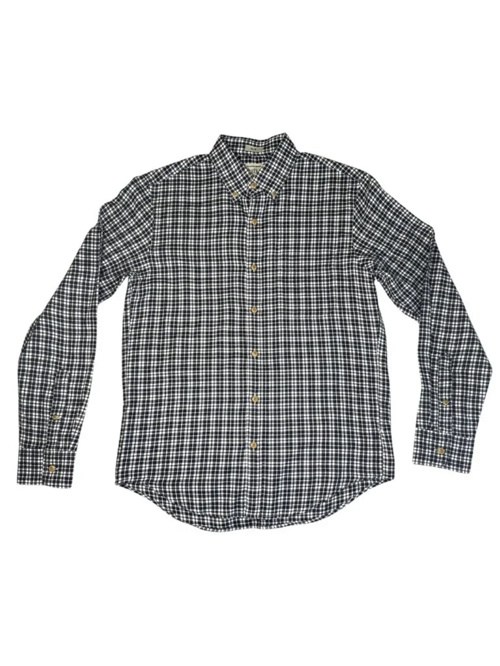 J.Crew Secret Wash Stretch Slim Shirt S Navy White Gingham Button Down